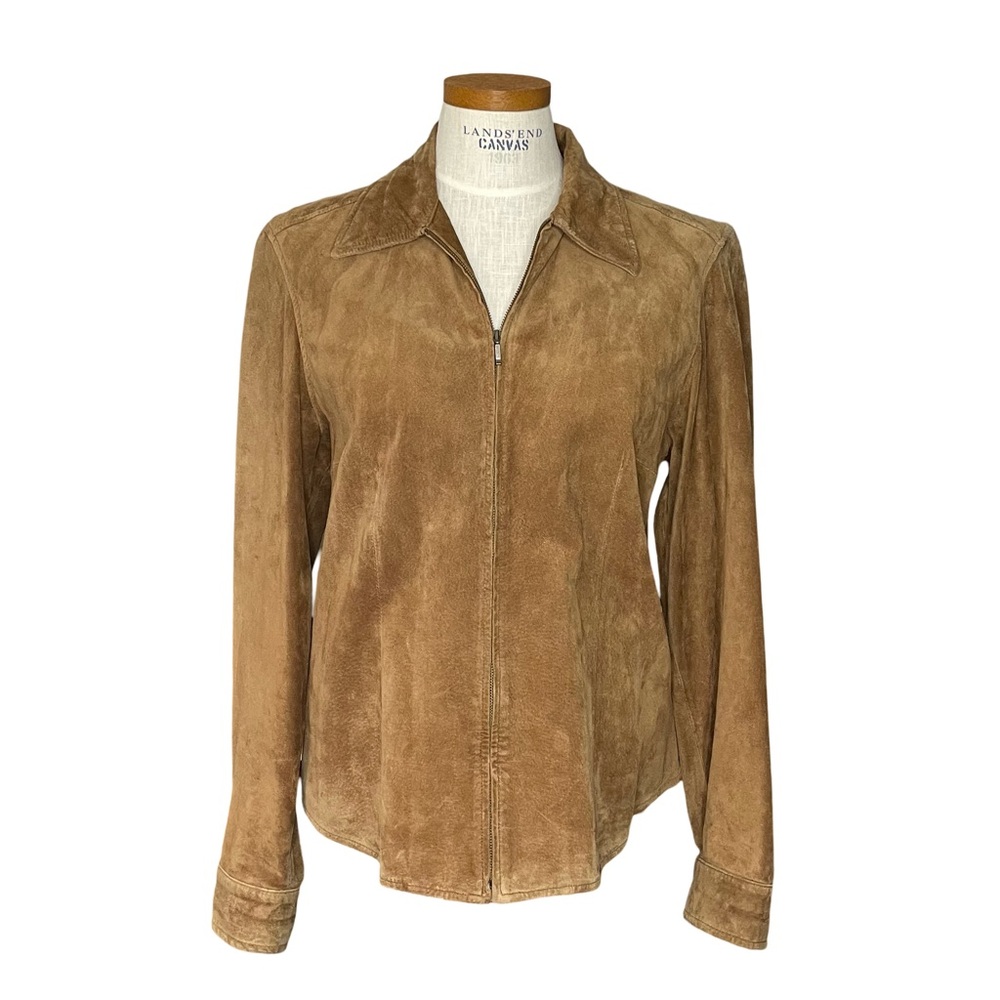 Jones New York Sport Brown Leather Long Sleeve Zippered Jacket Sz14